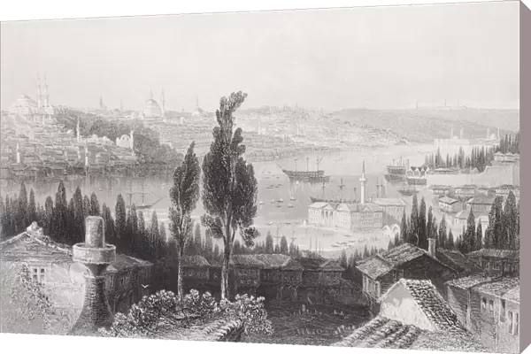The Arsenal From Pera Turkey By W H Bartlett. From The Book Gallery Of Historical Portraits Published C. 1880
