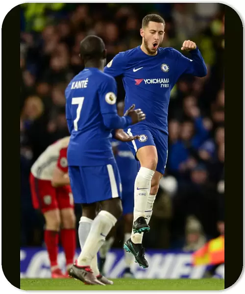 Chelsea's Eden Hazard and N'Golo Kante Celebrate Goal Against West Bromwich Albion