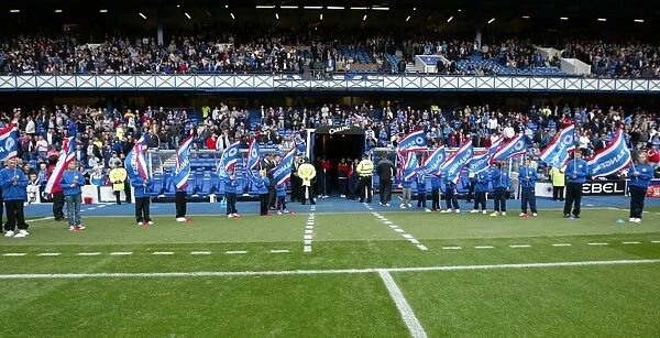Battle at Ibrox Stadium: Rangers vs Aberdeen - Flag Bearers Guard the Field (0-0)