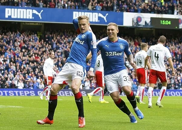 Celebrating Glory: Dean Shiels Thrilling Goal in Rangers Championship Victory at Ibrox Stadium