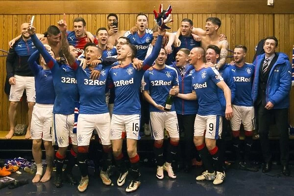 Champions Triumph: Rangers Football Club Celebrates Winning the Ladbrokes Championship in Ibrox Stadium's Home Dressing Room (2003)