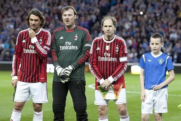 Franco Baresi and the Rangers Mascot: Celebrating a Historic 1-0 Victory over AC Milan at Ibrox Stadium