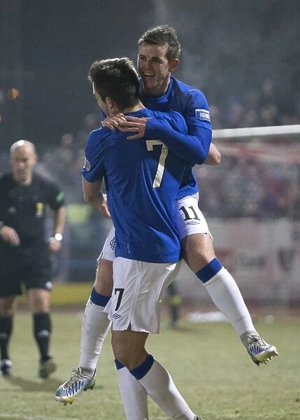 Rangers Dramatic Equalizer: Andy Little and David Templeton Celebrate at Stirling Albion's Forthbank Stadium