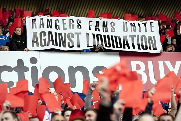 Rangers Fans United: A Sea of Red Cards - Protesting Liquidation Amidst Rangers 3-1 Victory over St. Mirren