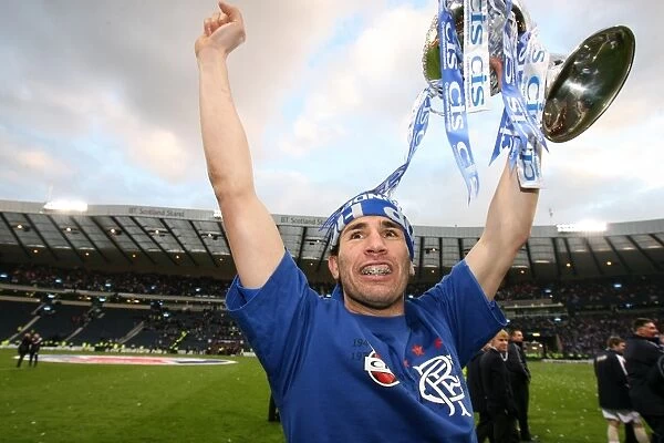 Rangers FC: Carlos Cuellar Celebrates 2008 CIS League Cup Victory over Dundee United at Hampden Park
