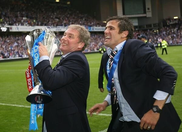 Rangers Football Club: Ally McCoist and Nacho Novo Celebrate 2008-09 Clydesdale Bank Premier League Championship Title Win at Ibrox