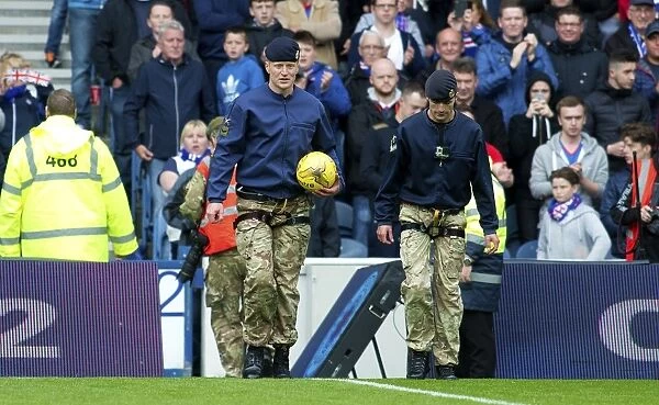 Rangers Football Club: Armed Forces Honor Match Ball Delivery at Ladbrokes Championship: Rangers vs Livingston, Ibrox Stadium