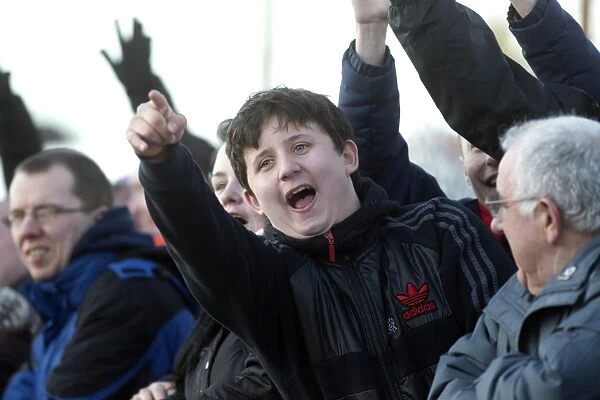 Rangers Football Club: Ecstatic Fans Celebrate in the Stands During Montrose vs Rangers 4-2 Scottish Third Division Victory
