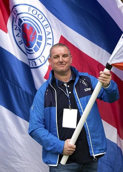 Rangers Football Club: Flag Bearers Hoist the Scottish Cup at Ibrox Stadium