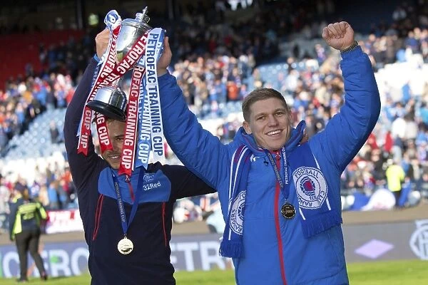 Rangers Football Club: Forrester and Waghorn's Euphoric Celebration - Petrofac Training Cup Victory at Hampden Park (2003)