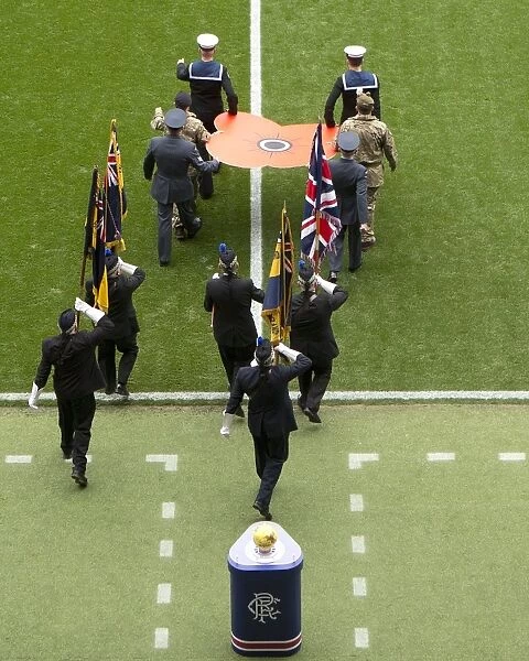 Rangers Football Club: Honoring Heroes - Poppy Tribute by 2003 Scottish Cup Winning Squad & Armed Forces Personnel at Ibrox Stadium