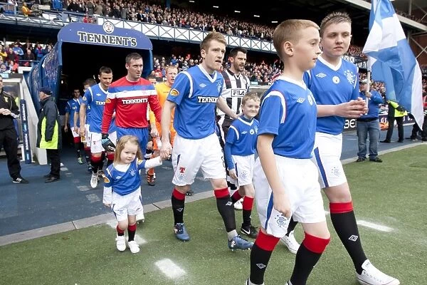 Rangers Football Club: Steven Davis and Mascots Celebrate 3-1 Victory over St Mirren in the Scottish Premier League