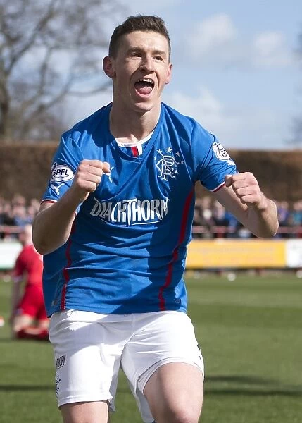 Rangers Fraser Aird: Euphoric Goal Celebration in Scottish League One (Scottish Cup Winning Moment)