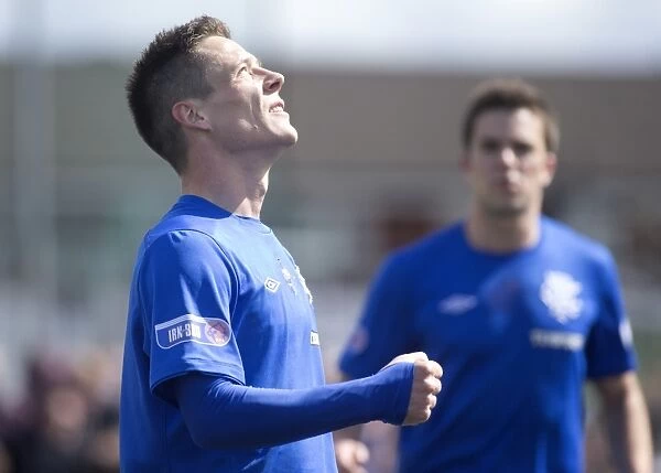 Rangers Ian Black Reaches for the Heavens: A Triumphant Goal in East Stirlingshire vs Rangers (4-2)
