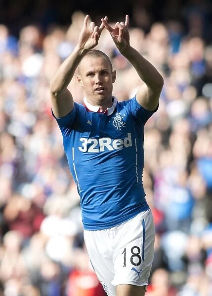 Rangers Kenny Miller: Celebrating Championship Goal vs. Queen of the South at Ibrox Stadium