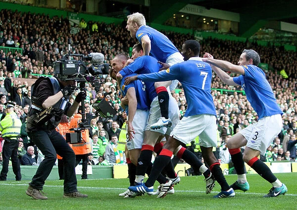 Rangers Kenny Miller: Celebrating His First Goal in Celtic 1-3 Rangers (Clydesdale Bank Scottish Premier League)