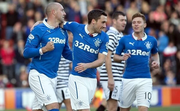 Rangers: Kris Boyd and Team Mates Celebrate Goal in Scottish League Cup Victory over Queens Park Rangers