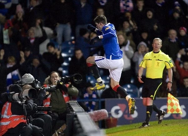 Rangers Kyle Lafferty's Epic Leap: Unforgettable Fans Celebration of a Hard-Fought 2-1 Victory over Inverness Caley Thistle at Ibrox Stadium