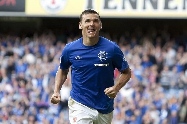 Rangers Lee McCulloch Celebrates Fifth Goal: Rangers 5-1 East Stirlingshire at Ibrox Stadium (Irn-Bru Third Division)