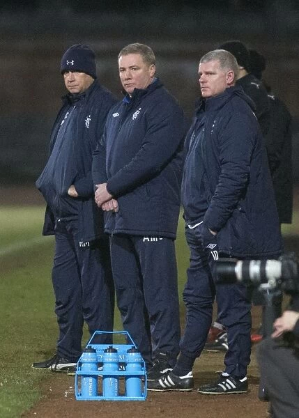 Rangers Management Trio: McDowall, McCoist, and Durrant at Stirling Albion's Forthbank Stadium - Irn-Bru Scottish Third Division: Rangers vs Stirling Albion (1-1)