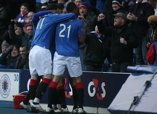 Rangers Triumphant Reaction to Kilmarnock's Own Goal: Weiss, Bartley, Papac, and Lafferty Celebrate (2-1)