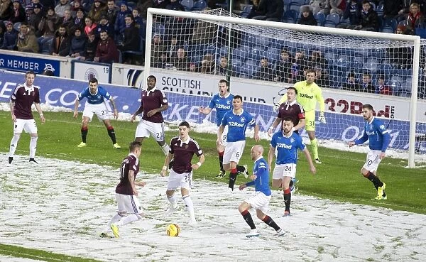 Rangers vs Hearts: Scottish Championship Battle in the Snow at Ibrox Stadium