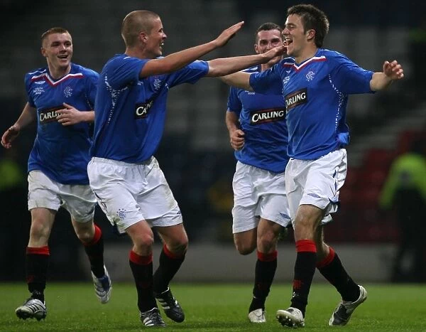 Rangers Youths Unforgettable Goal: Andrew Little and Ross Harvey Celebrate Victory at the 2008 Youth Cup Final, Hampden Park