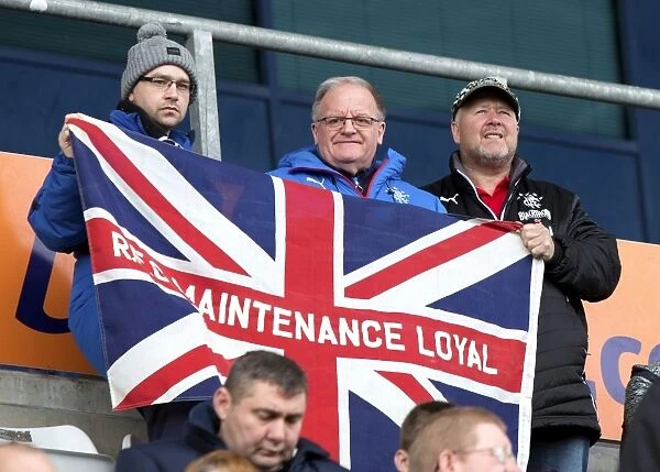 Roaring Rangers Fans at Falkirk Stadium during Ladbrokes Championship Match