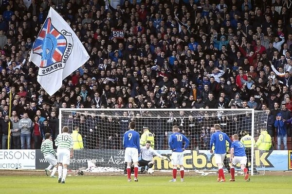 Tense Moment: Celtic Scores from Penalty Spot in Glasgow Cup Final at Firhill Stadium (Rangers FC vs Celtic, 2013)