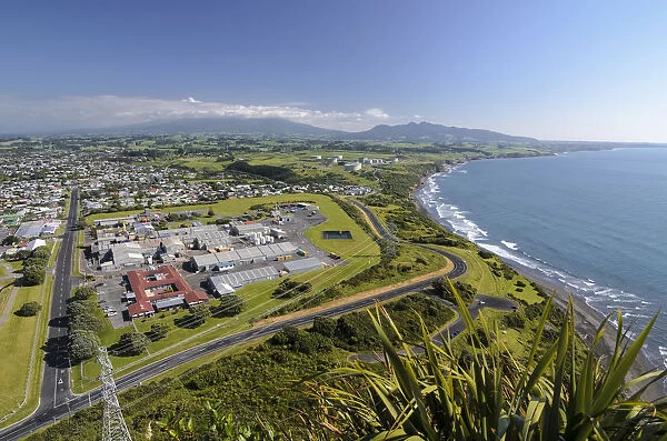 Cityscape of New Plymouth, industrial park, North Island, New Zealand