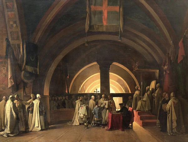 The Inauguration of Jacques de Molay into the Order of Knights Templar in 1295 (oil
