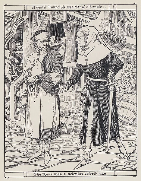 The Manciple and Reeve, from The Canterbury Tales (litho)