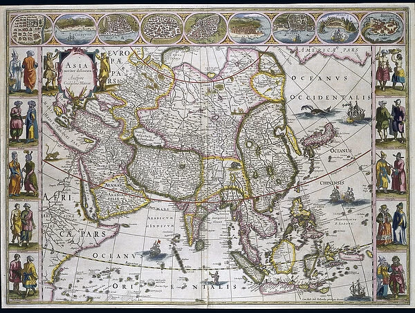 Map of Asia. (engraving, 1638)