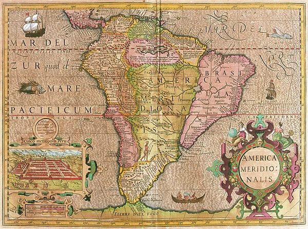 Map of South America (engraving, 1635)