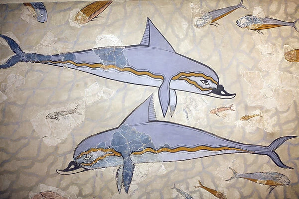 Minoan art. The 'Dolphin Fresco'. The fresco decorared the wall or the floor of