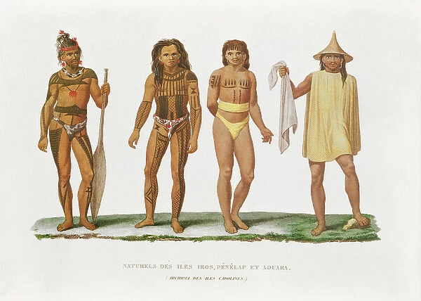 Natives of the islands of Iros, Penelap and Aouara in the Caroline Islands archipelago
