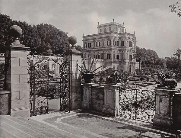 Villa Pamphilj Doria, Rome, The Foot of the West Stairway (b  /  w photo)