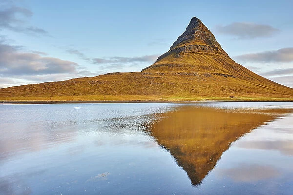 Kirkjufell and it's mirror image in water, Iceland