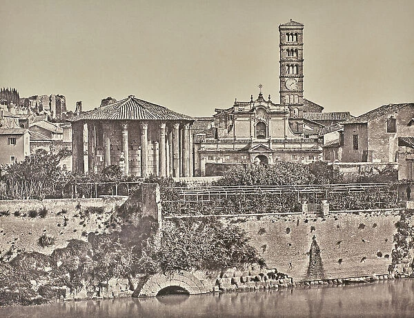 View of the Temple of Hercules Victor named Temple of Vesta and of the Cloaca Maxim in Rome