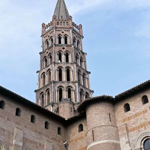 Octagonal bell tower, basilica of St. Cernin, Toulouse, Midi-Pyrenees, France, Europe