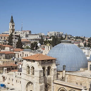 Israel, Jerusalem, Old City, View of Christian Quarter and the Church of the Holy