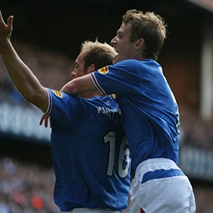 Rangers Double Strike: Whittaker and Davis Celebrate in Ibrox's Triumphant 4-1 Victory (Clydesdale Bank Premier League)