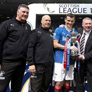 Rangers Football Club: League One Victory - McCoist, McDowall, McCulloch, Stewart, and Durrant Celebrate with the Trophy at Ibrox Stadium