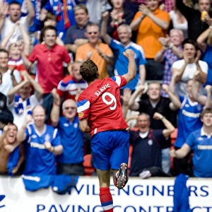 Rangers Nikica Jelavic: Exulting in His 2-0 Goal Against St. Johnstone (Scottish Premier League)