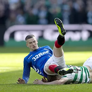 Rangers Ryan Kent Fouls by Celtic's James Forrest in Scottish Premiership Clash at Celtic Park
