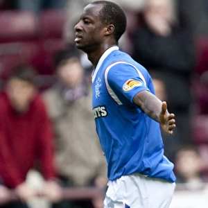 Rangers Sone Aluko Rejoices in His Game-Changing Goal: Hearts 0-3 Rangers (Clydesdale Bank Scottish Premier League, Tynecastle Stadium)