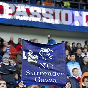Rangers Triumph: A Tribute to Gascoigne - 4-0 Victory Over Queens Park at Ibrox Stadium with Fans Paul Gascoigne Banner