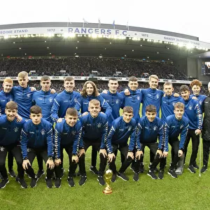 Rangers U17 Captain Kyle McLelland Celebrates Al Kass International Cup Victory with Team Mates at Ibrox Stadium - Scottish Premiership