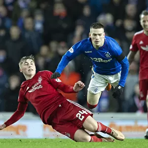 Rangers vs Aberdeen: Ryan Kent Fouled by Dean Campbell in Scottish Cup Quarter Final Replay at Ibrox Stadium