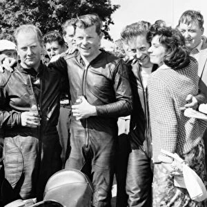 David Williams (left), Ned Minihan (centre) and Mike Kelly 1961 Senior Manx Grand Prix
